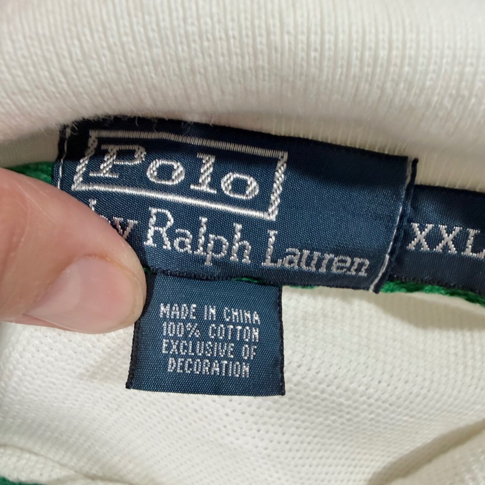 Polo Ralph Lauren Polo Shirt Men XXL White Striped Good Short Sleeve Cotton - Picture 6 of 10